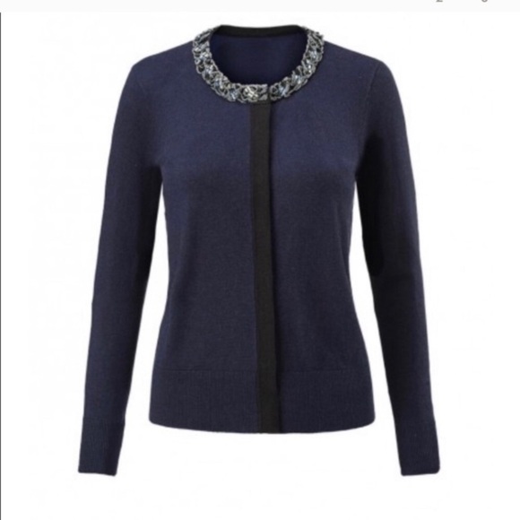 CAbi Style 3304 Midnight Blue Formal Round Neck Cardigan - Picture 9 of 13